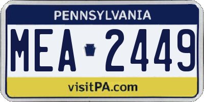 PA license plate MEA2449