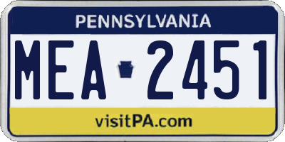 PA license plate MEA2451
