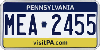 PA license plate MEA2455