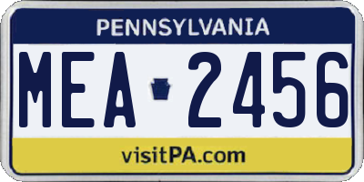 PA license plate MEA2456