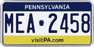 PA license plate MEA2458