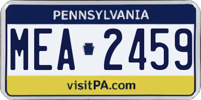 PA license plate MEA2459