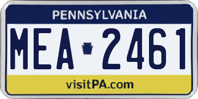 PA license plate MEA2461