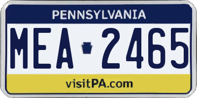 PA license plate MEA2465