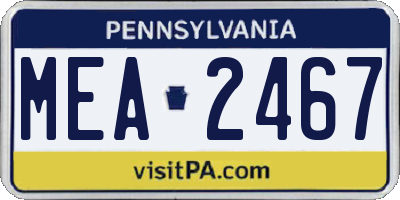 PA license plate MEA2467