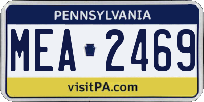 PA license plate MEA2469