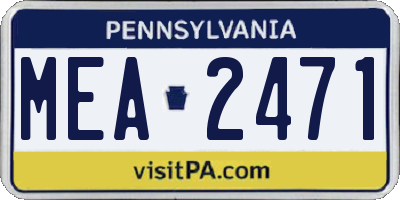 PA license plate MEA2471