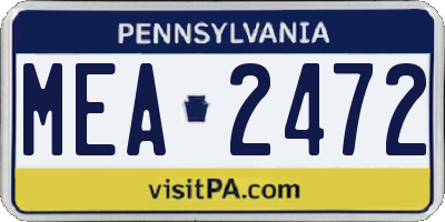 PA license plate MEA2472