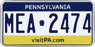 PA license plate MEA2474