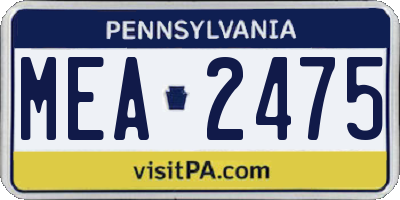 PA license plate MEA2475