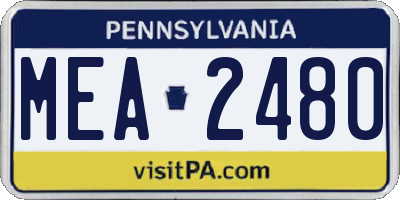 PA license plate MEA2480
