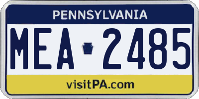 PA license plate MEA2485