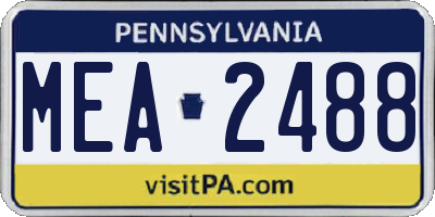 PA license plate MEA2488