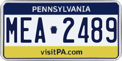 PA license plate MEA2489
