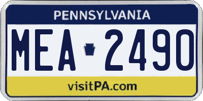 PA license plate MEA2490
