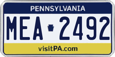 PA license plate MEA2492