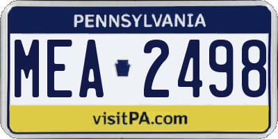 PA license plate MEA2498