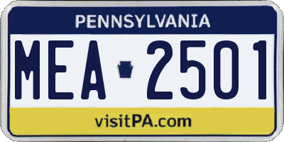PA license plate MEA2501