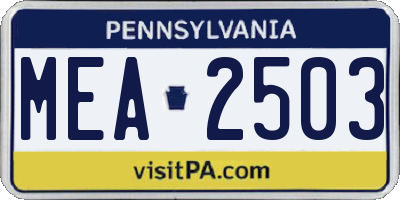 PA license plate MEA2503