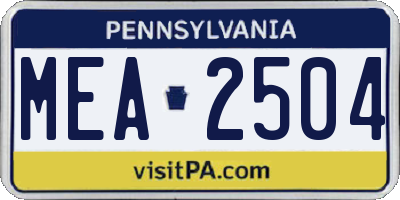PA license plate MEA2504