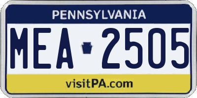 PA license plate MEA2505