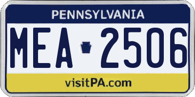 PA license plate MEA2506