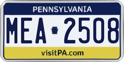 PA license plate MEA2508