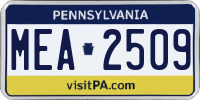 PA license plate MEA2509