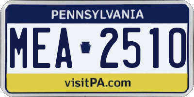 PA license plate MEA2510
