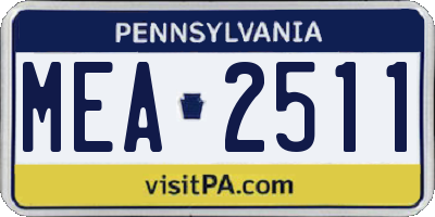 PA license plate MEA2511