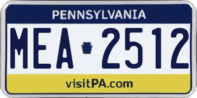 PA license plate MEA2512