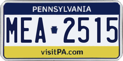 PA license plate MEA2515