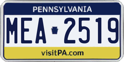 PA license plate MEA2519