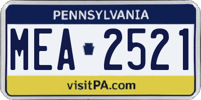 PA license plate MEA2521