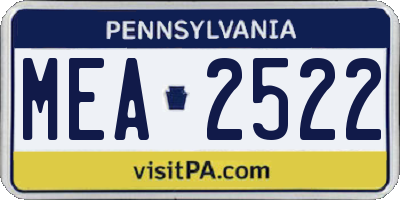 PA license plate MEA2522