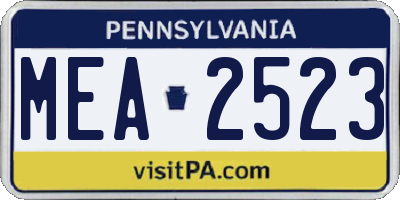 PA license plate MEA2523