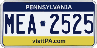 PA license plate MEA2525