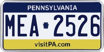 PA license plate MEA2526