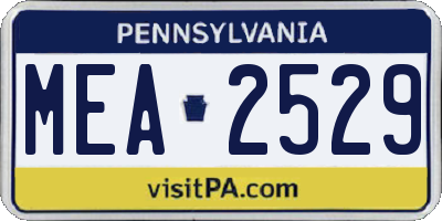 PA license plate MEA2529