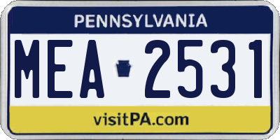 PA license plate MEA2531