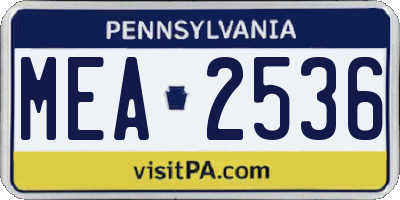 PA license plate MEA2536