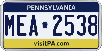 PA license plate MEA2538