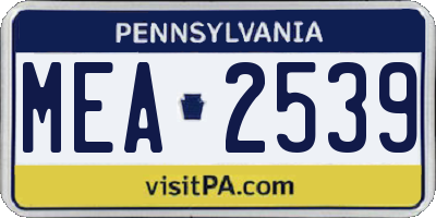PA license plate MEA2539