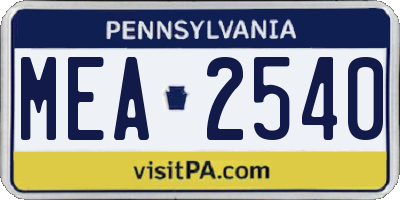 PA license plate MEA2540