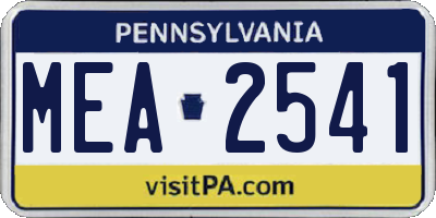 PA license plate MEA2541