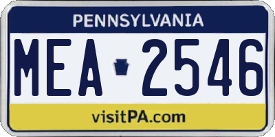 PA license plate MEA2546