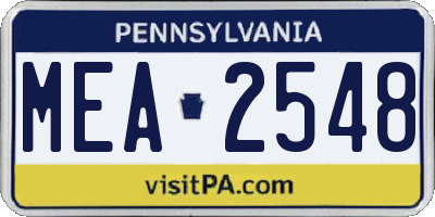PA license plate MEA2548