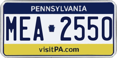 PA license plate MEA2550