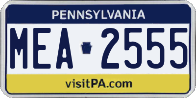 PA license plate MEA2555