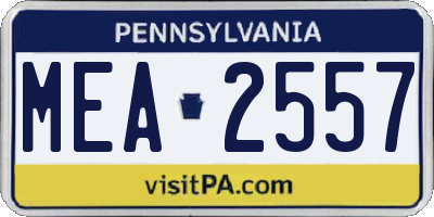 PA license plate MEA2557
